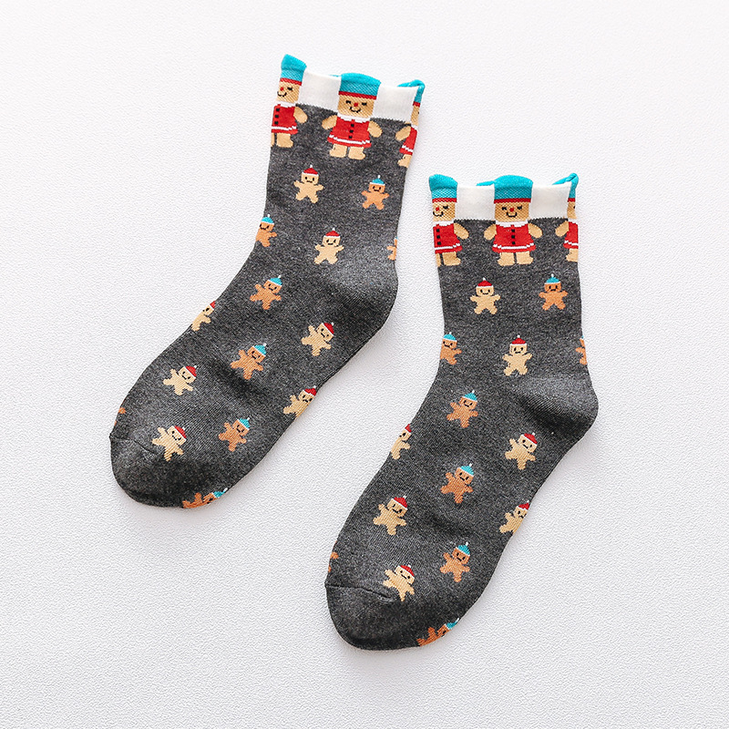 Socks Female Winter Cartoon Breathable Cotton Socks Fashion Christmas Stockings Woman Sock